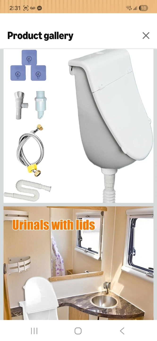 White 6-piece Urinal Set with Lid