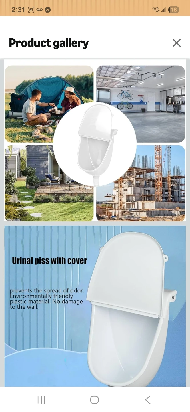 White 6-piece Urinal Set with Lid - photo 2