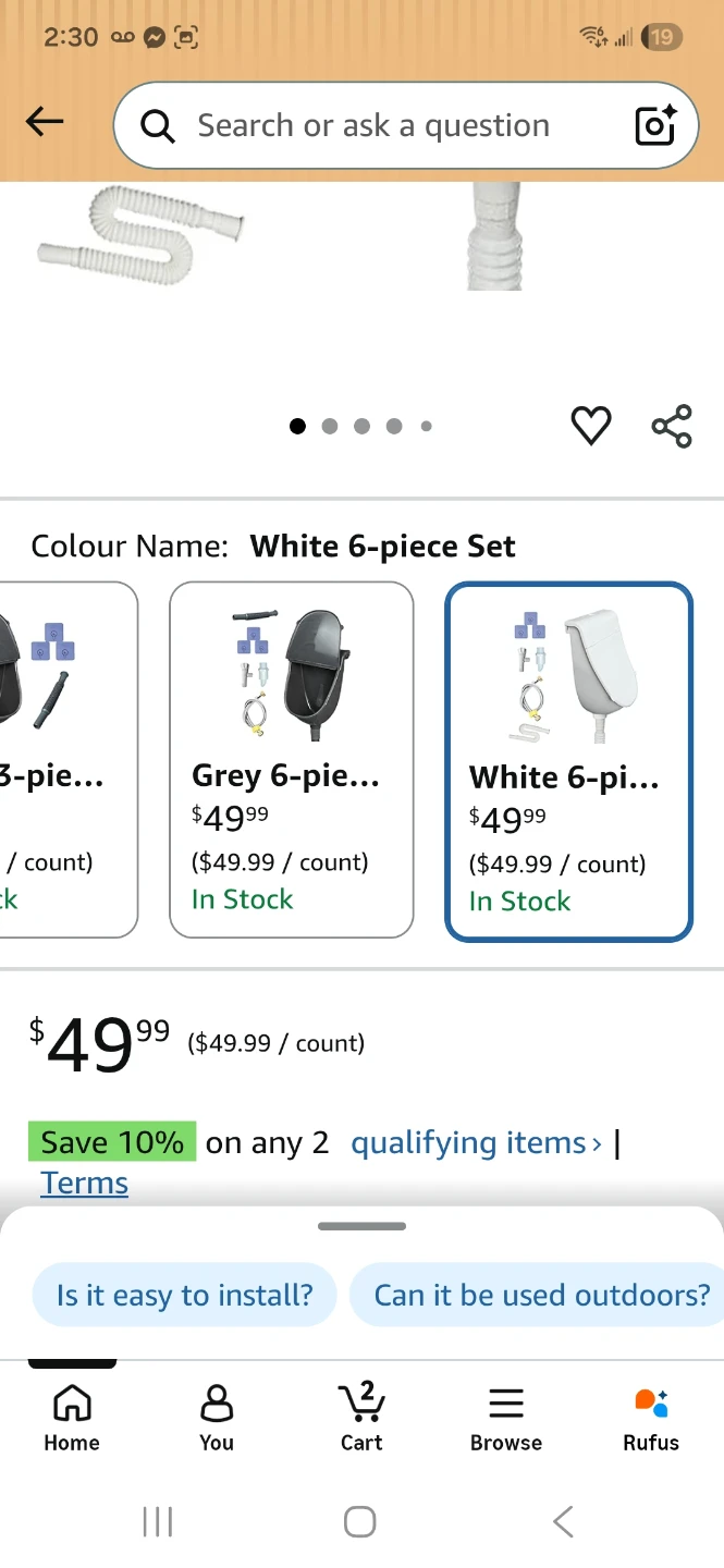 White 6-piece Urinal Set with Lid - photo 3