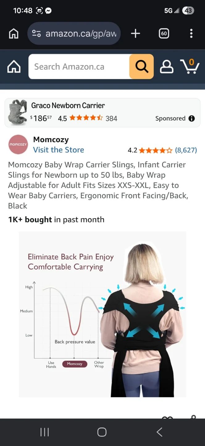 Momcozy Baby Wrap Carrier - Black