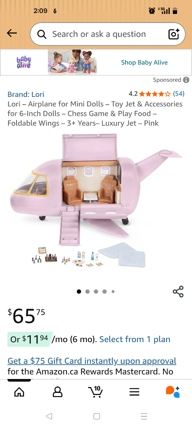 Lori Airplane for Mini Dolls Toy Jet & Accessories - Pink
