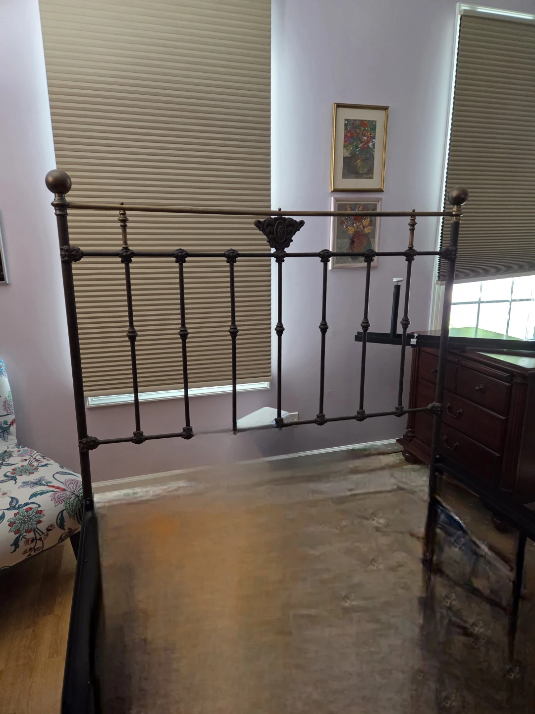 Antique Style Metal Bed Frame Headboard