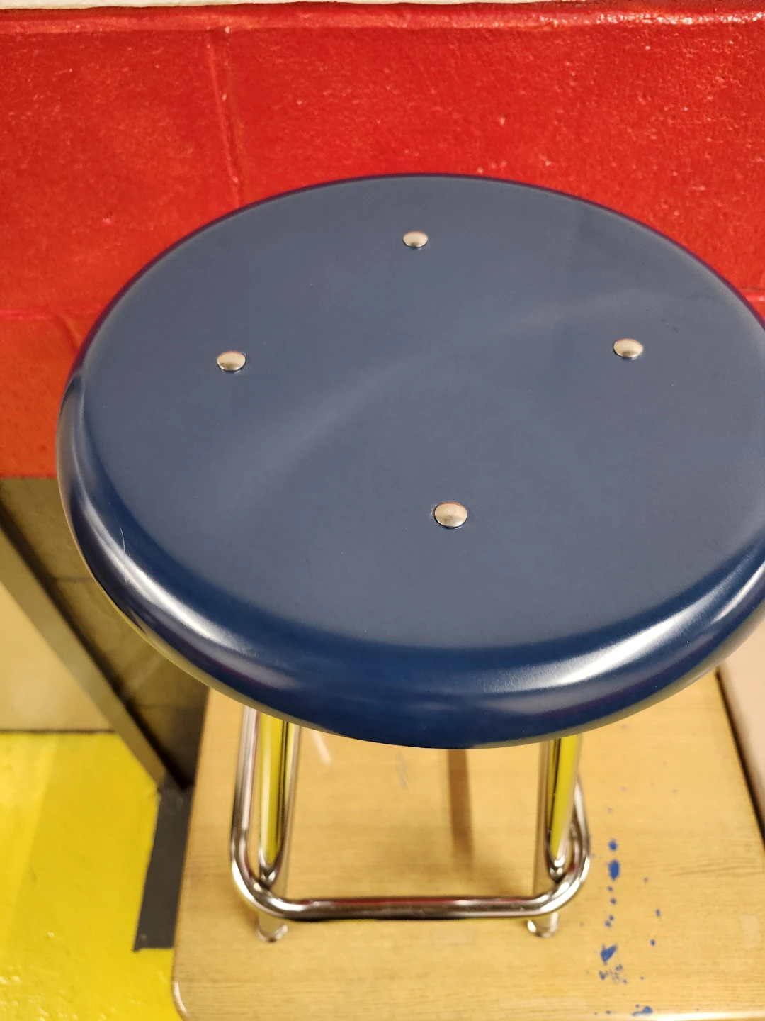 Blue Swivel Stool with Chrome Legs