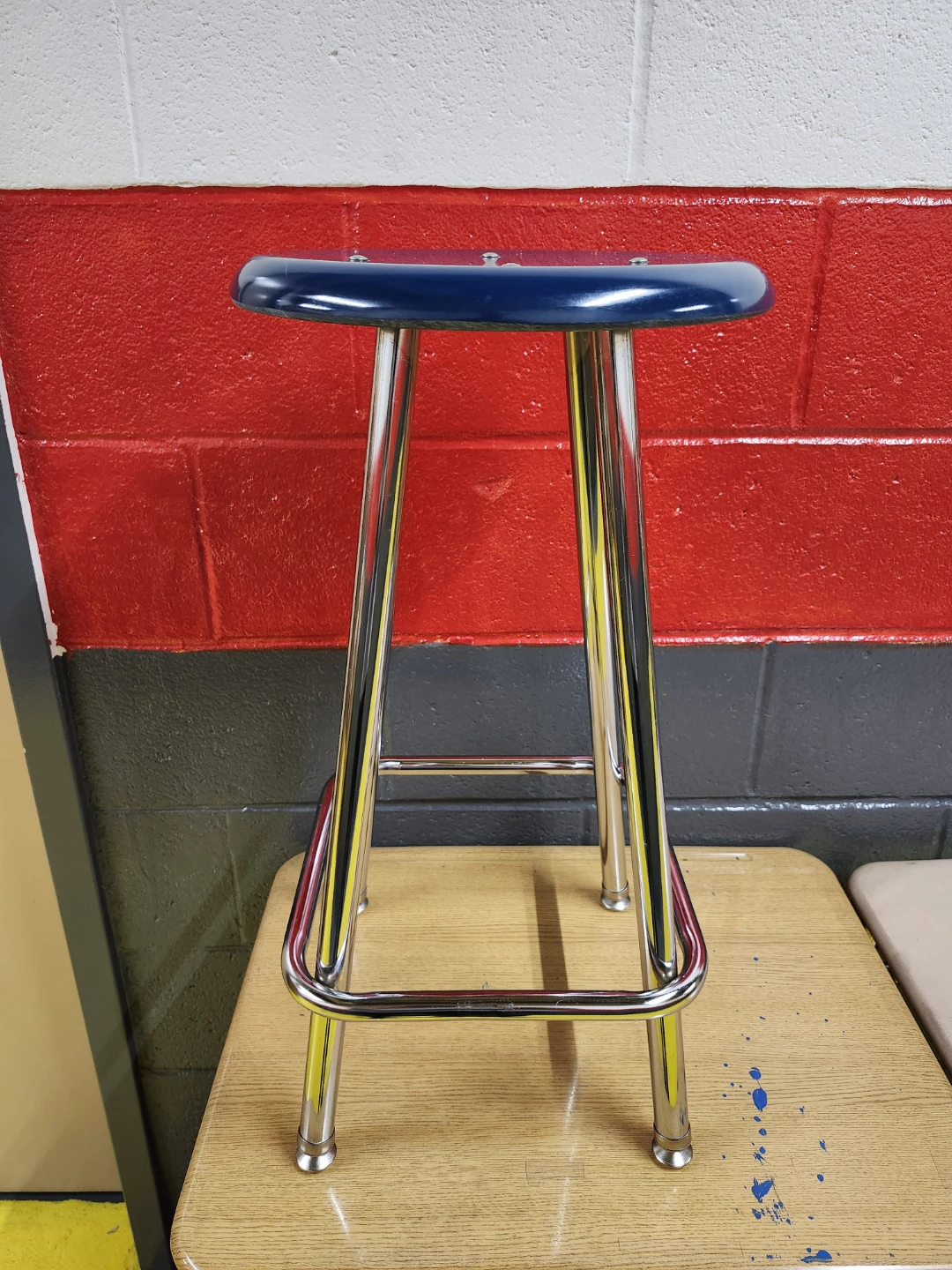 Blue Swivel Stool with Chrome Legs - photo 2