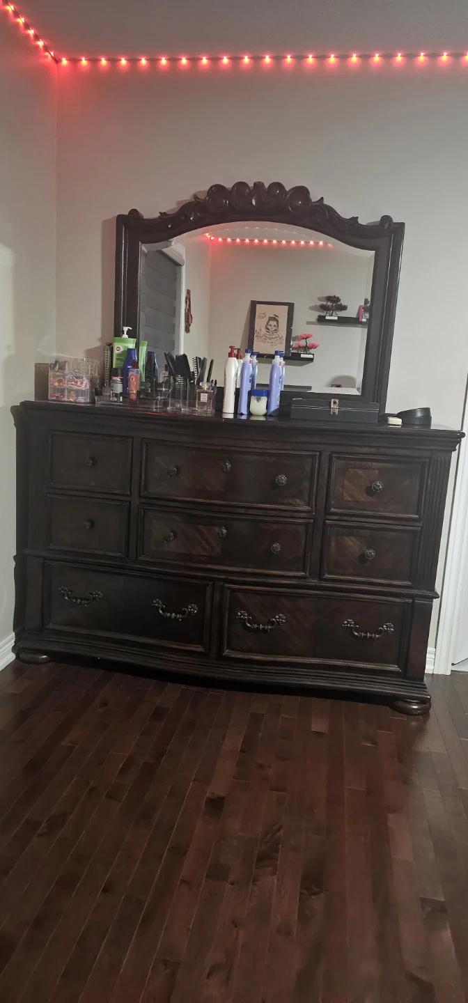 Dark Wood Dresser with Mirror