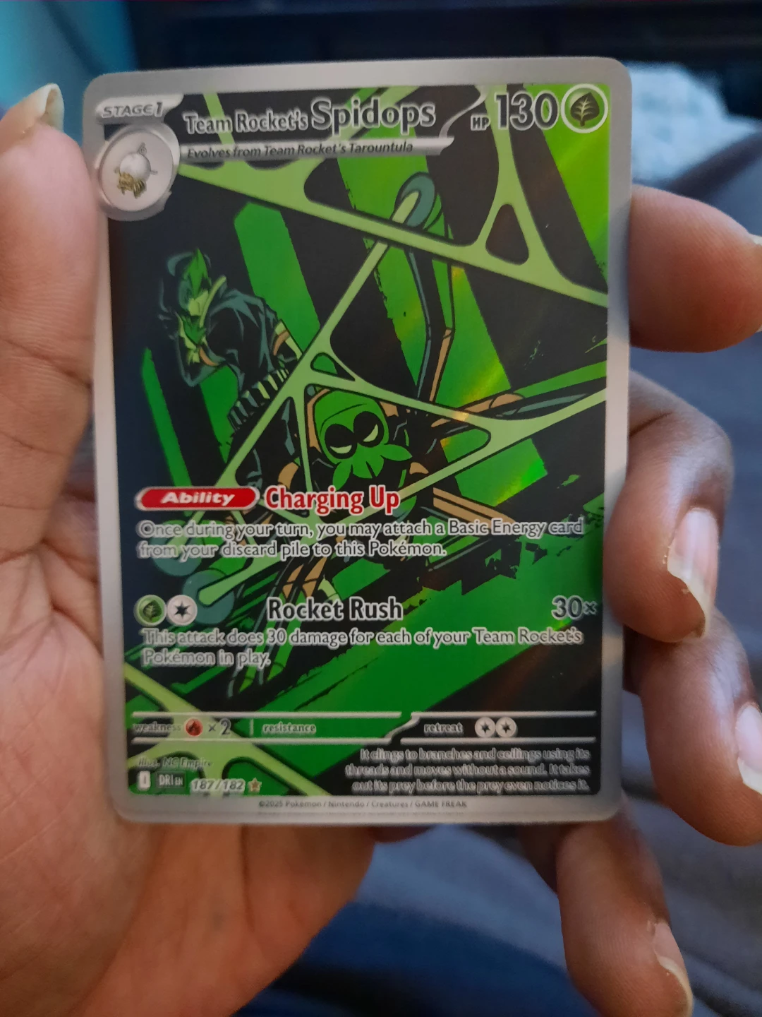 Team Rocket's Spidops Pokémon Card 187/182