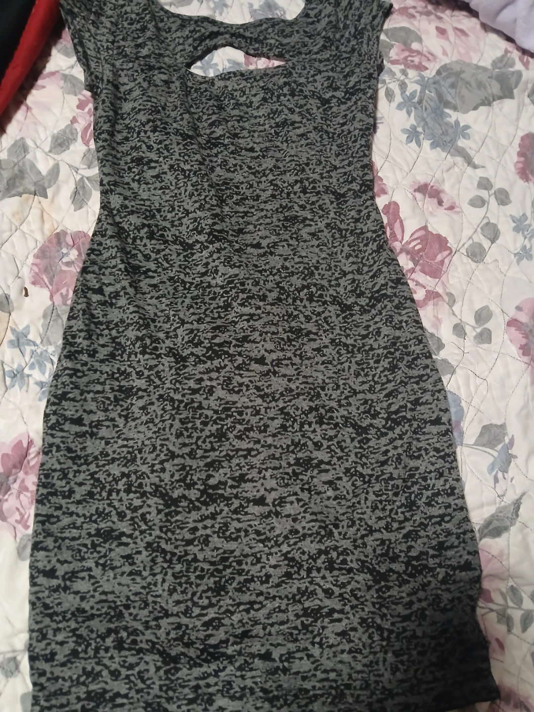 Guess XS Grey Print Dress with Cutout