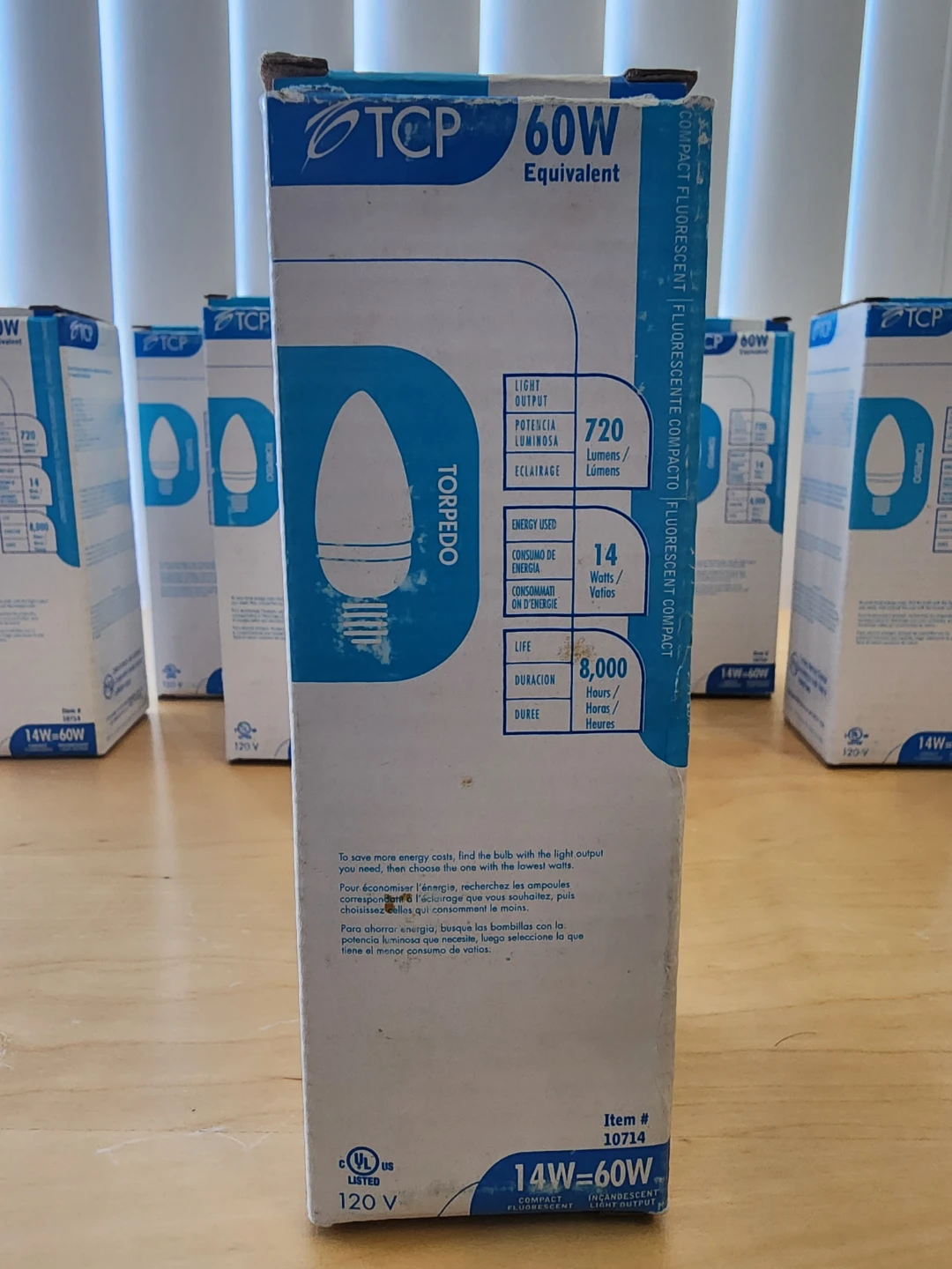 TCP 60W Equivalent Torpedo Fluorescent Light Bulbs (Lot of 8)