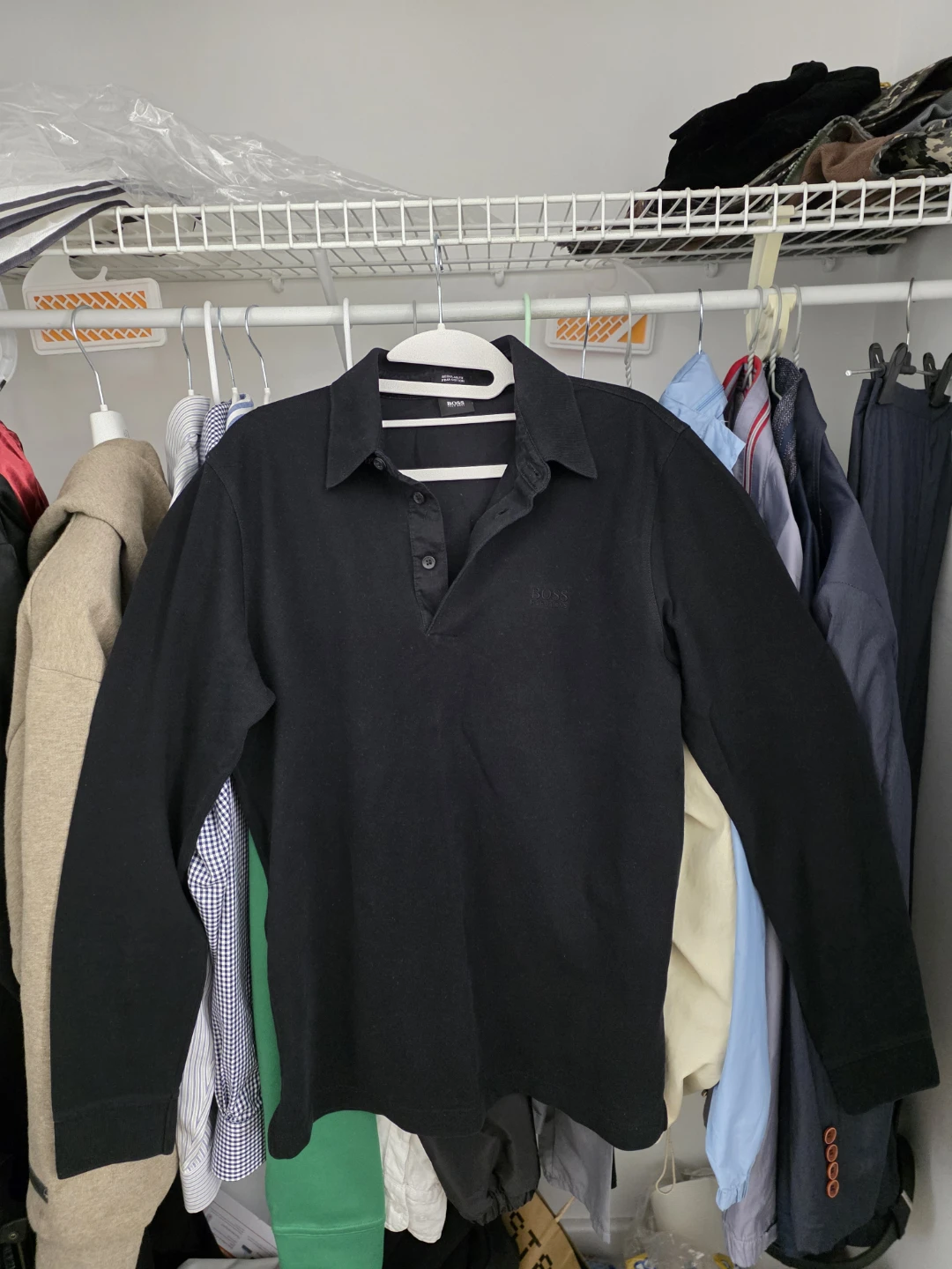 Black Hugo Boss Long Sleeve Polo Shirt