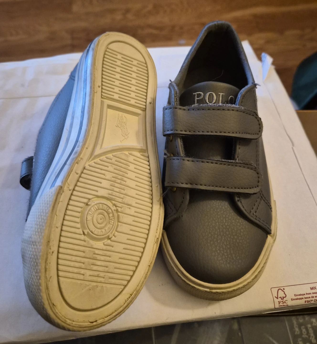 Kids' Polo Ralph Lauren Grey Velcro Sneakers - photo 5