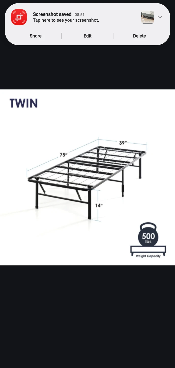 Twin Size Bi-Fold Bed Frame