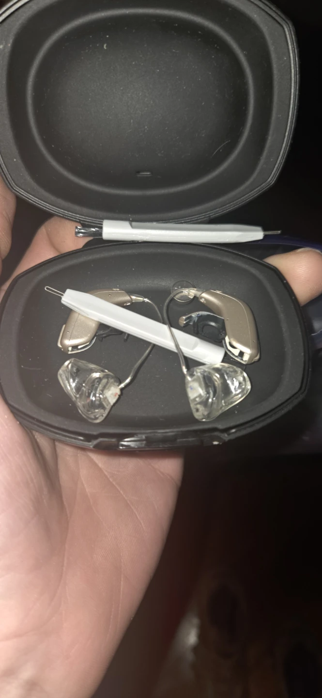 Hearing Aids with Case and Cleaning Tools