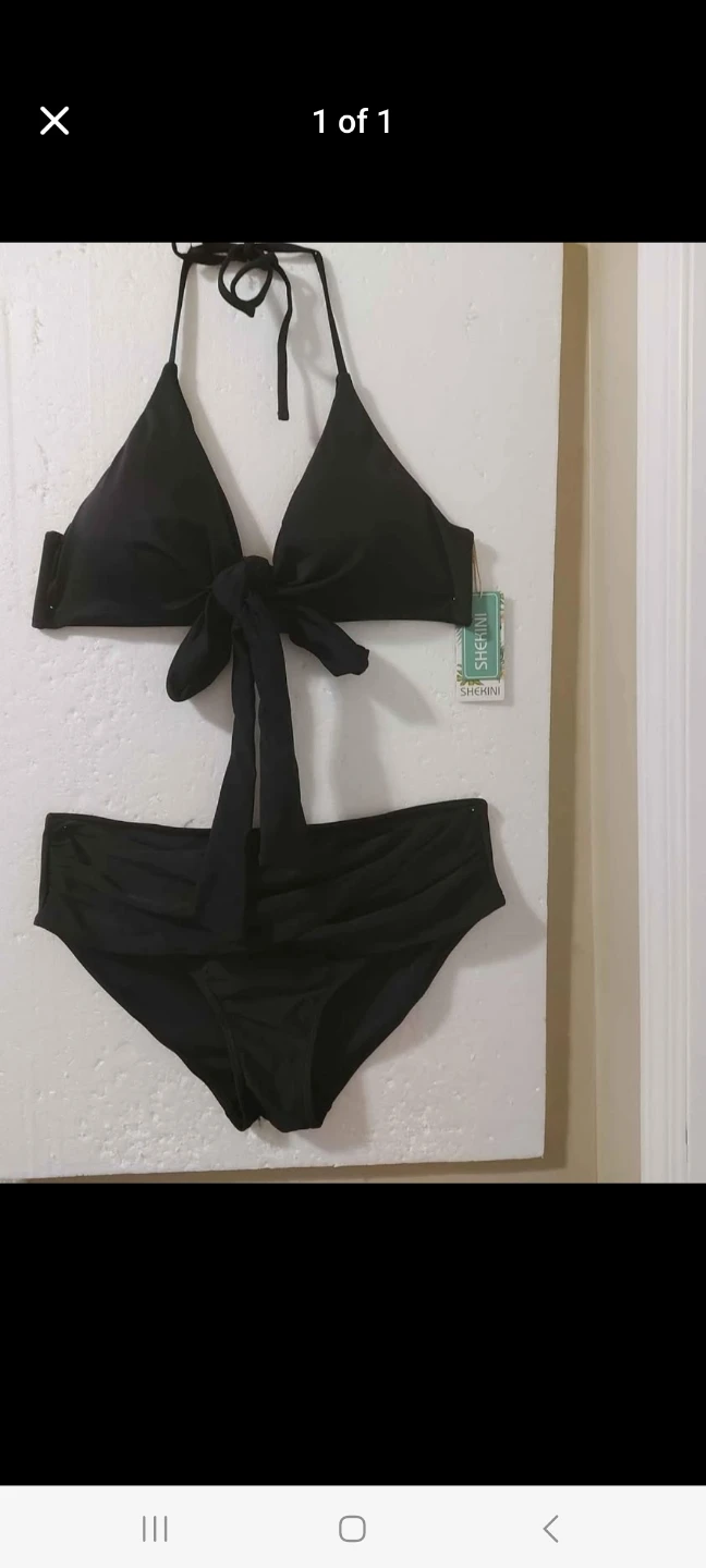 Shekini Black Halter Bikini Set