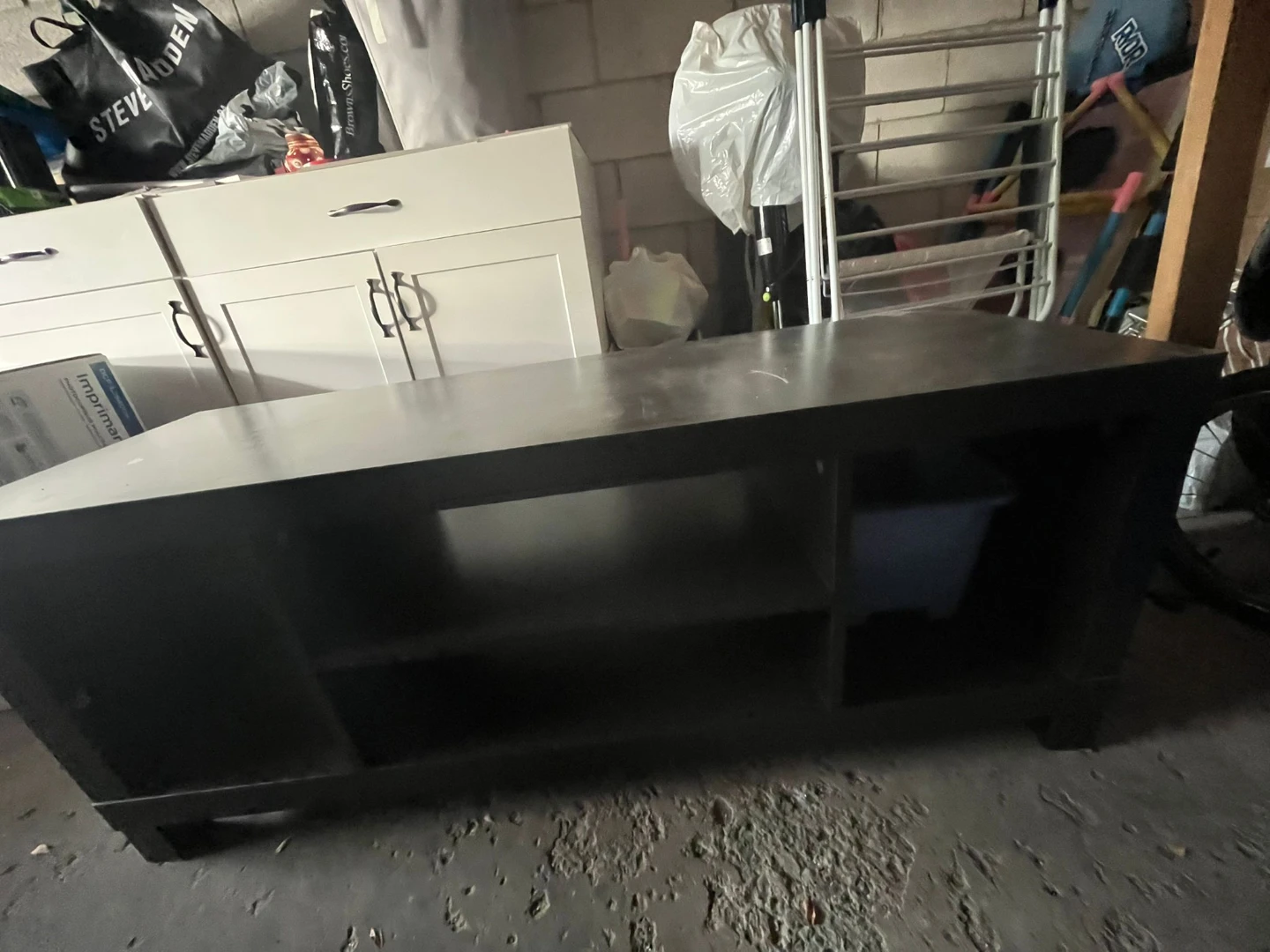 Dark Brown TV Stand with Shelves - photo 2