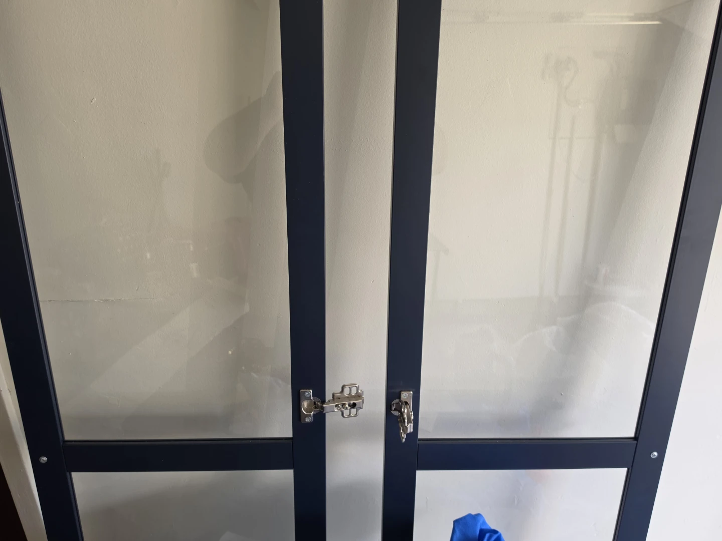 Dark Blue Bookshelf with Glass Doors - photo 4
