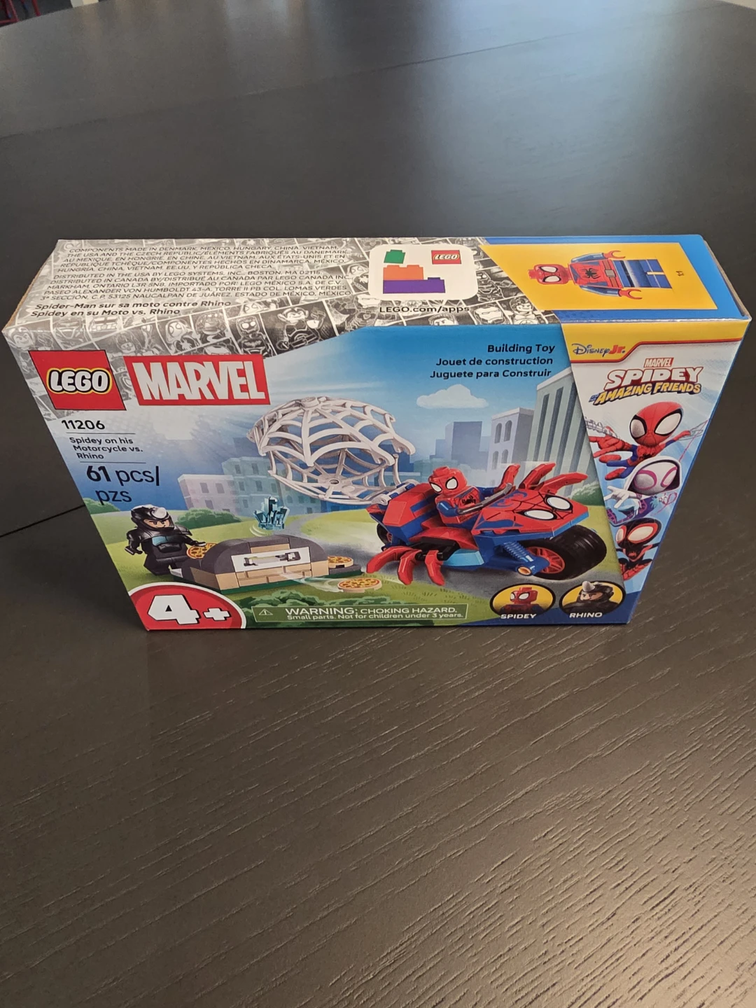 LEGO Marvel Spider-Man on his Motorcycle vs. Rhino Building Toy