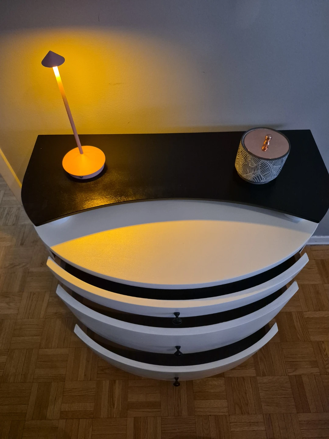 Curved Black and Cream White 3-Drawer Dresser/Accent Table - photo 5