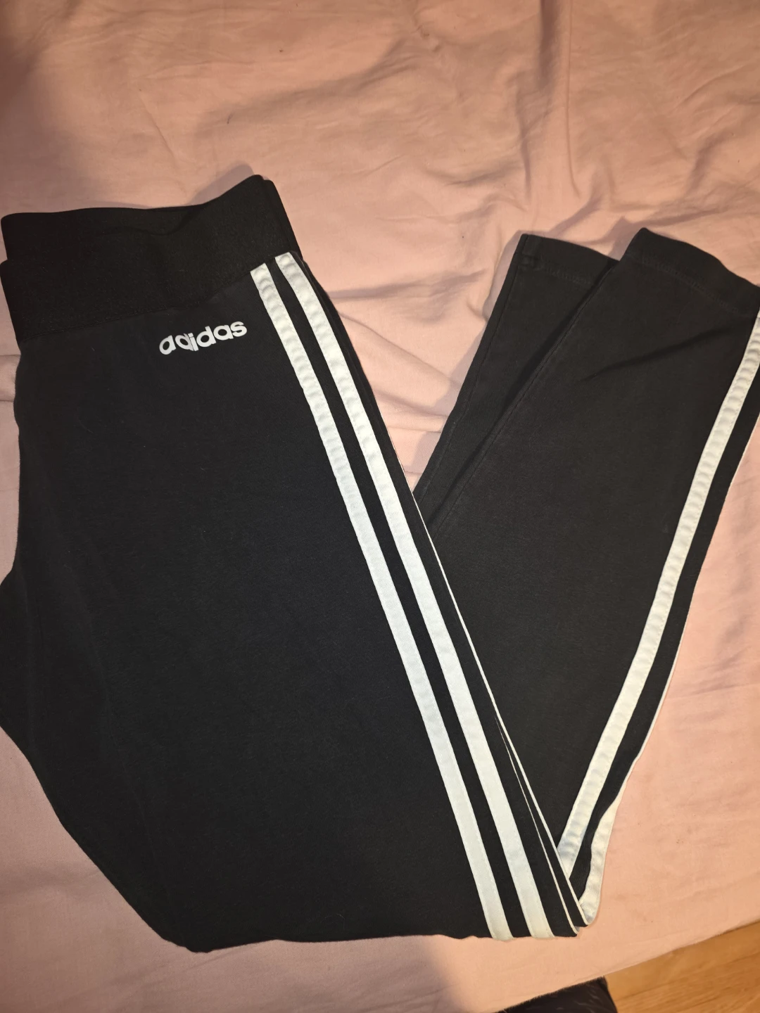 Adidas Black Leggings with White Stripes