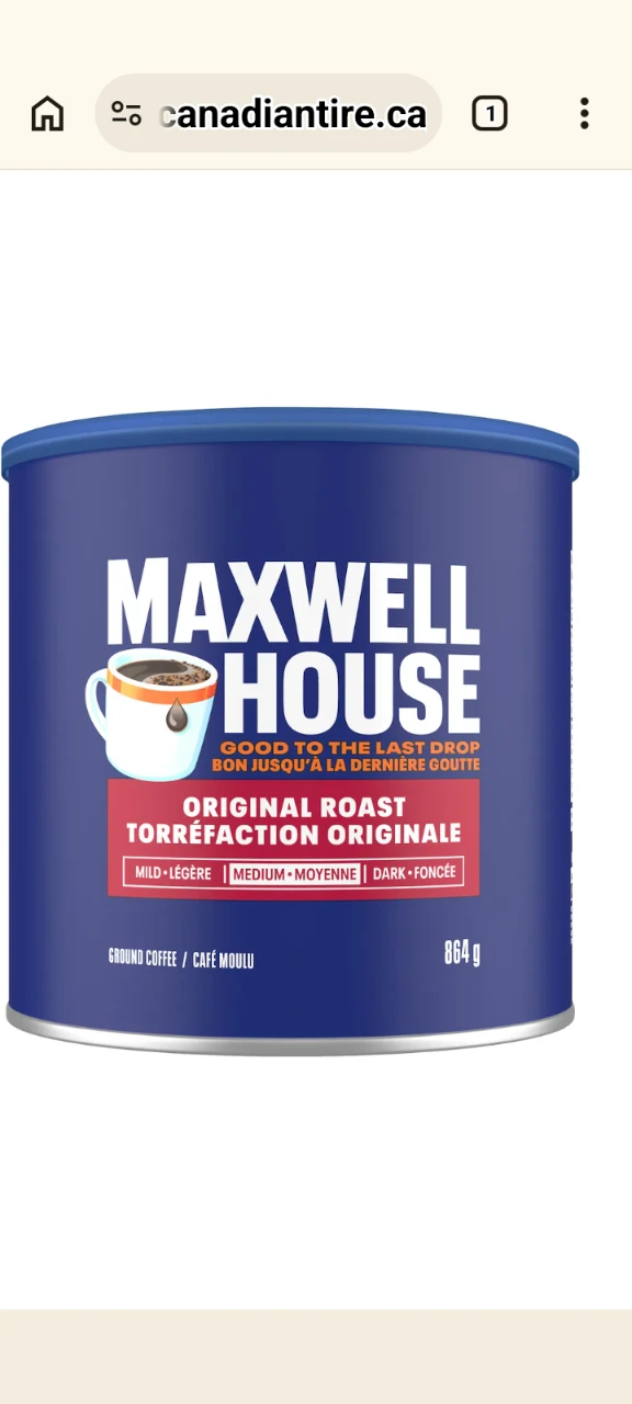Maxwell House original roast large tin(s) 2 of coffee only $15
