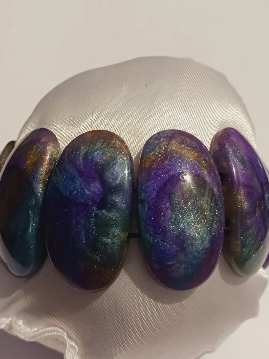 Beaded Bracelet with Swirled Purple, Blue,& Gold Accents - photo 5