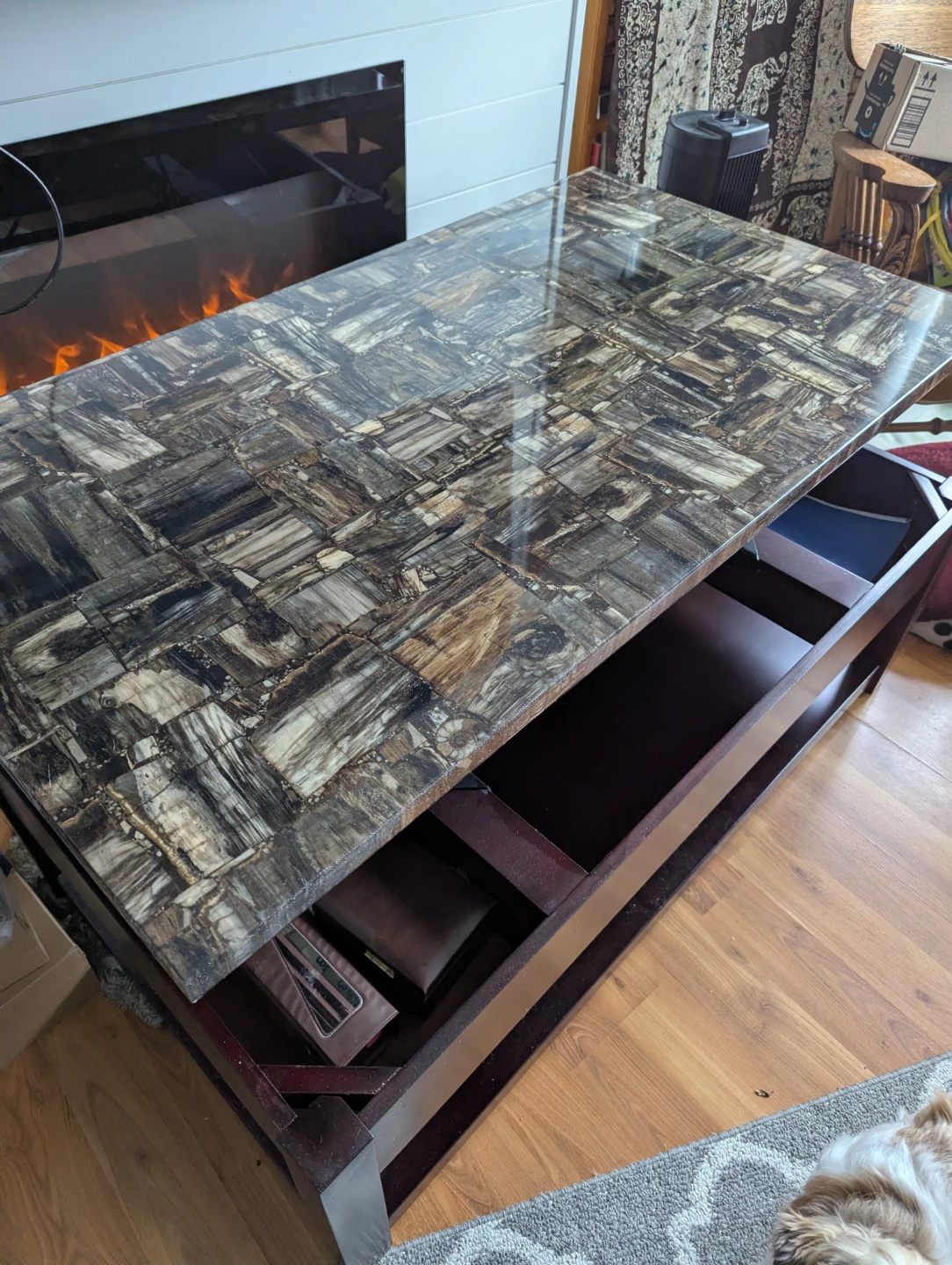 Lift Top Coffee Table with Unique Stone Inlay - photo 2