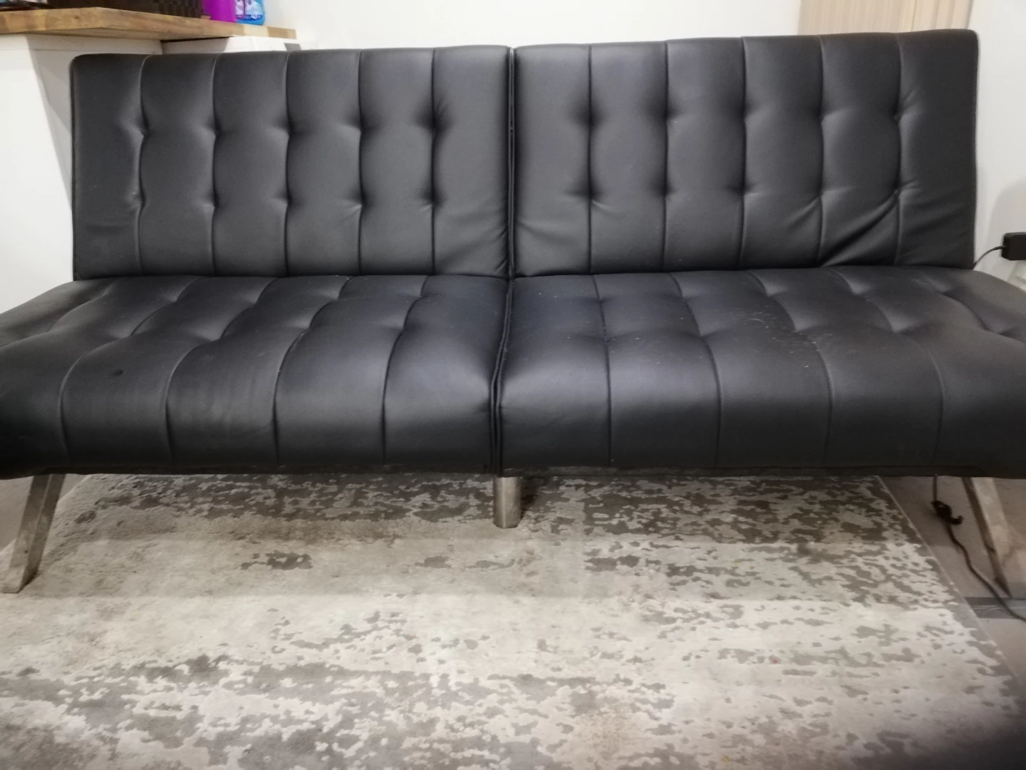 Black Faux Leather Futon Sofa Bed