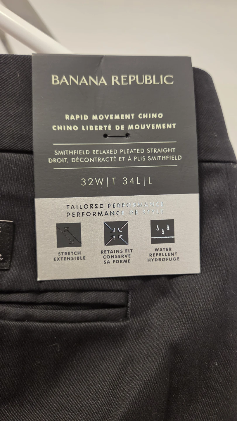 Never Worn!Banana Republic Movement Chino Pants - Black, 32x34 - photo 3