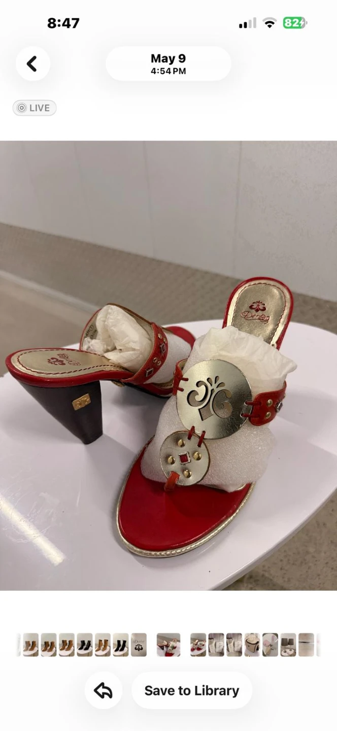 Dereon Red Thong Sandals with Embellishments - photo 2