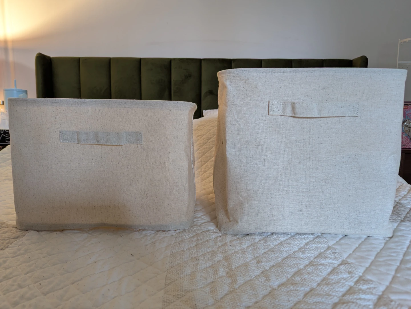 (Set of 5) MUJI Polyester Linen Soft Box Storage Bins