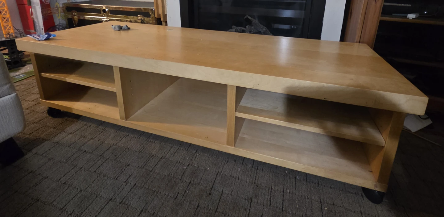 Light Wood Coffee Table with Wheels