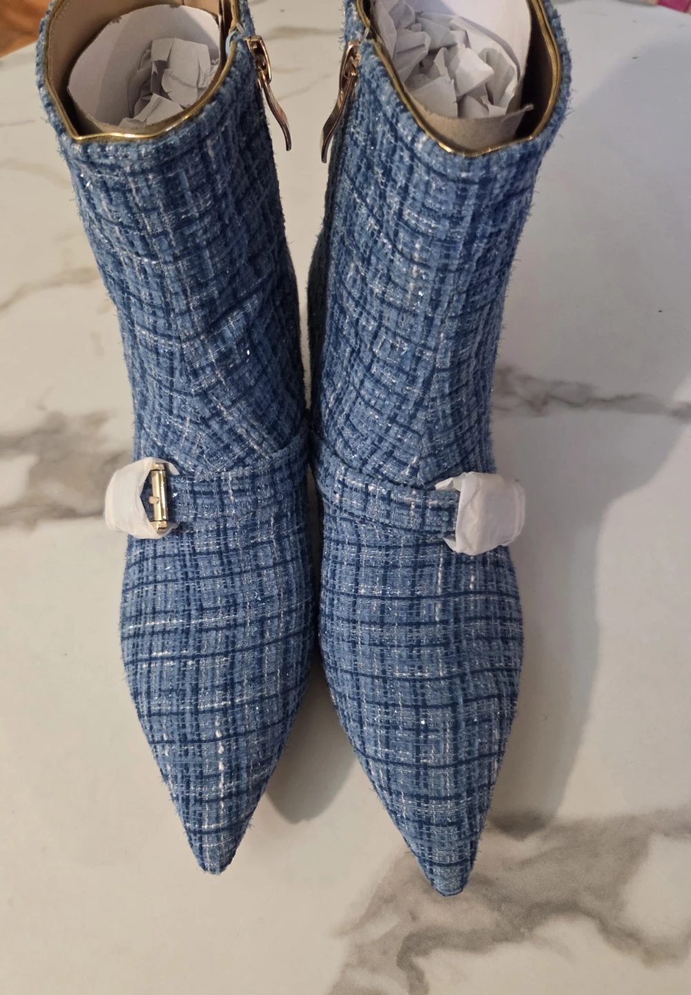 Things II Come Blue Tweed Booties - Size 7.5M - photo 2