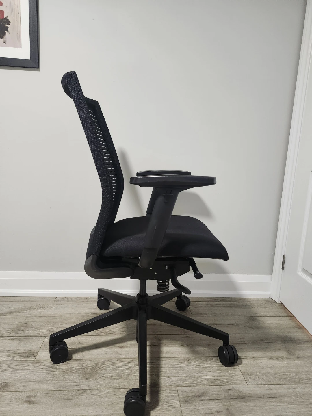 Black Mesh Office Chair with Adjustable Arms - photo 2