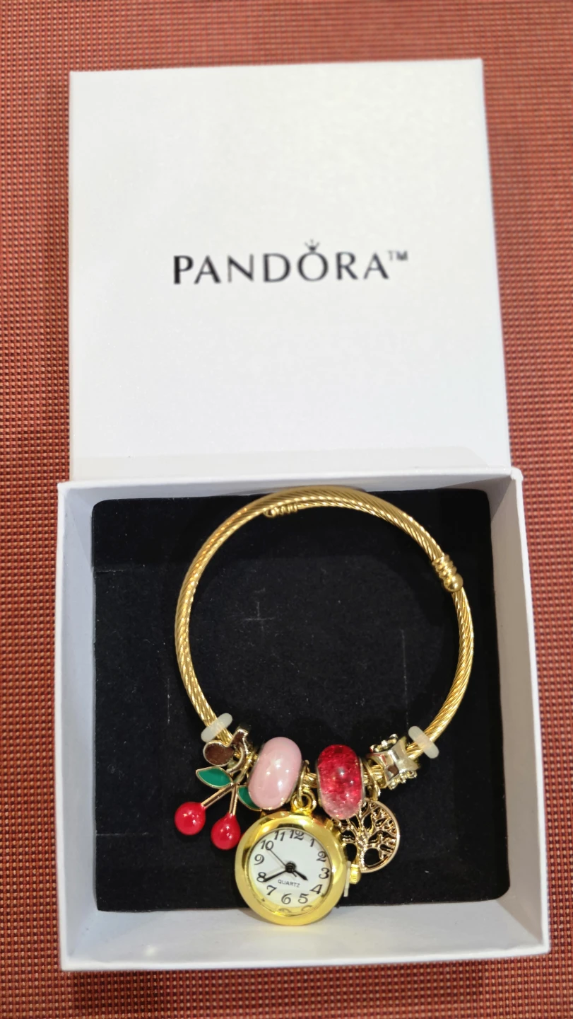 Gold-Tone Charm Bracelet with Watch