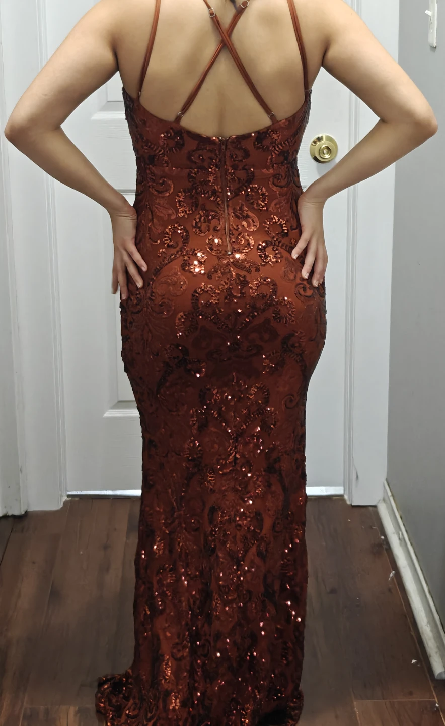 Sequin Evening Gown - Burnt Orange - photo 2
