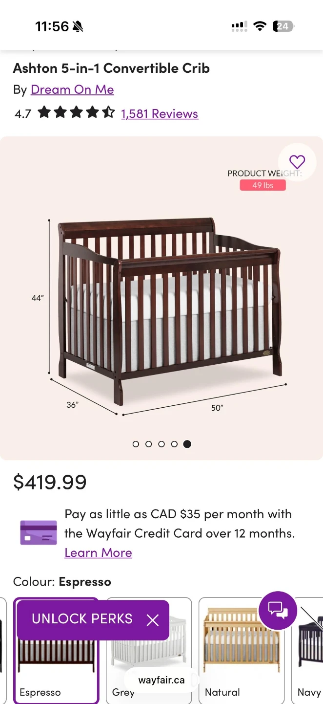 Dream On Me Ashton 5-in-1 Convertible Crib - Espresso - photo 3