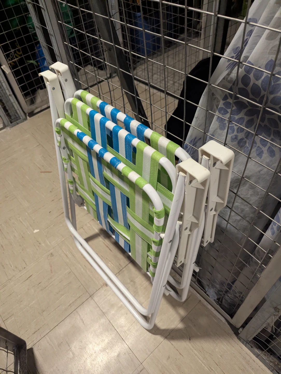 Folding Lawn Chair - Blue, Green & White Stripes - photo 5