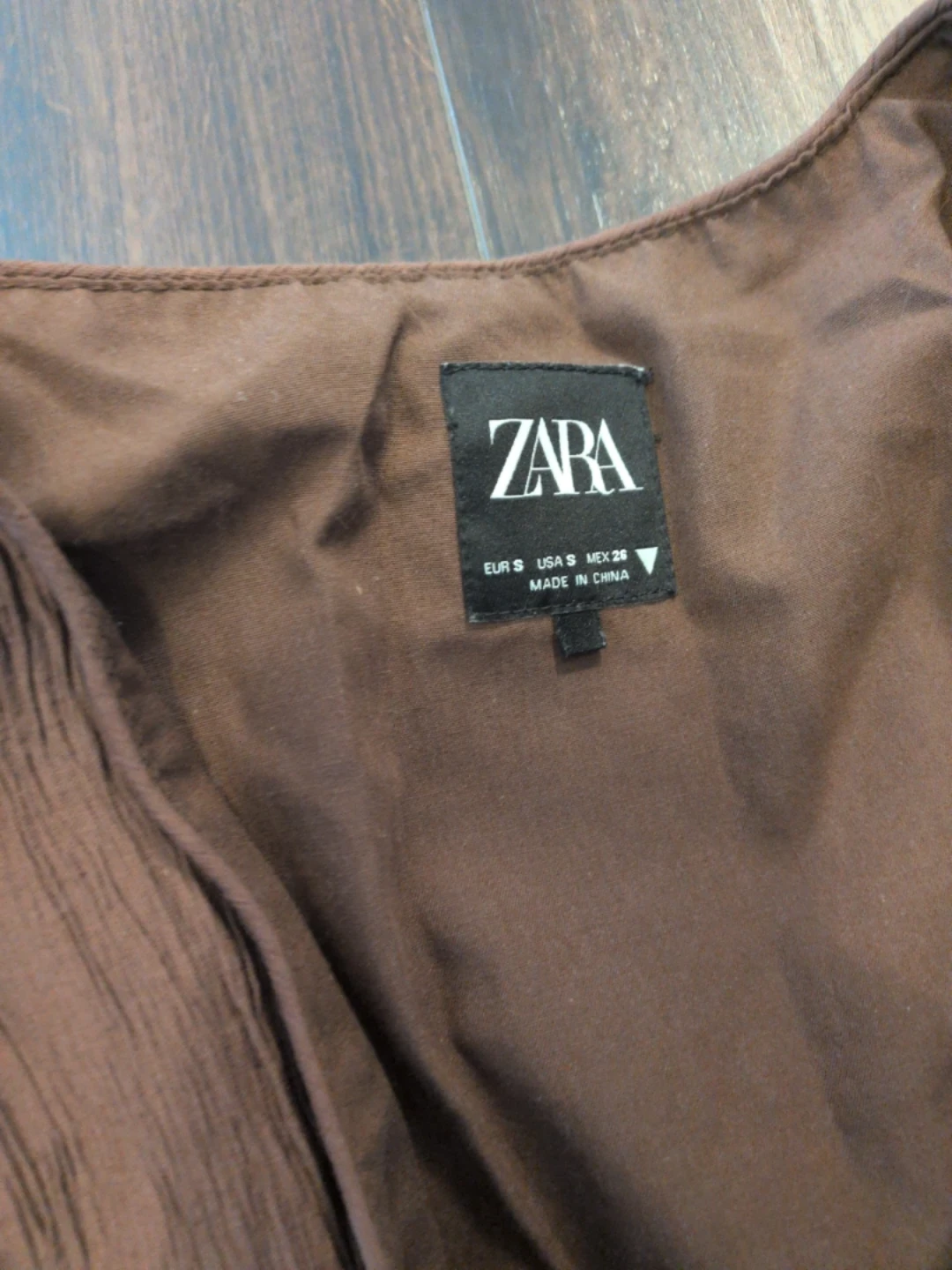 ZARA Brown Crinkle Tie-Front Vest Size S - photo 2