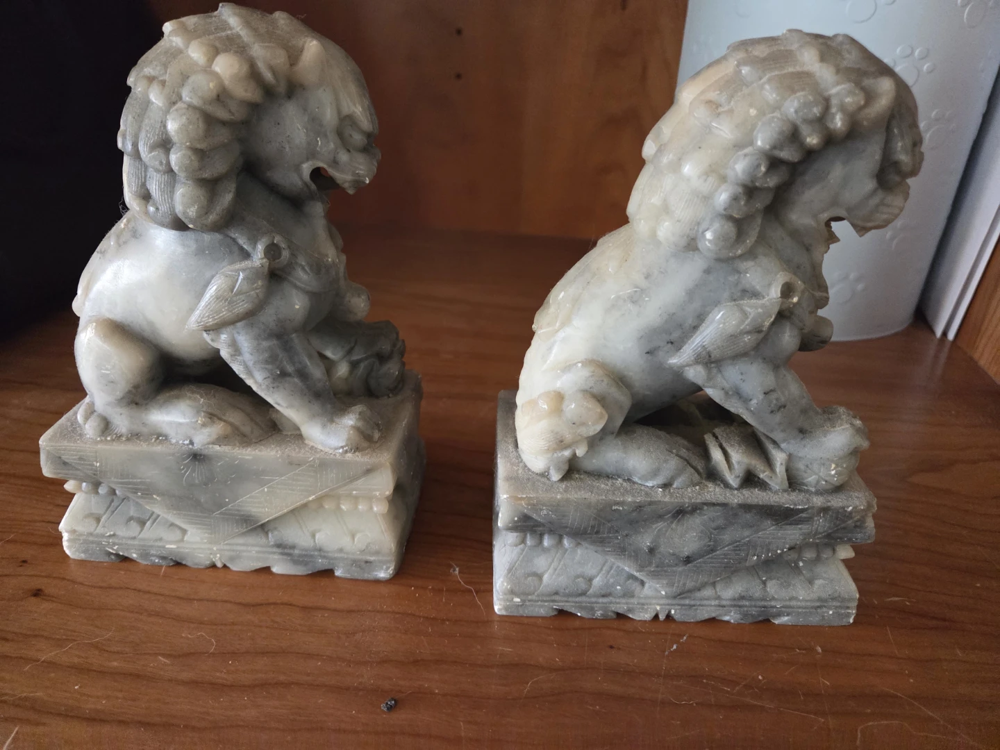 Pair of Stone Foo Dog Statues - photo 3