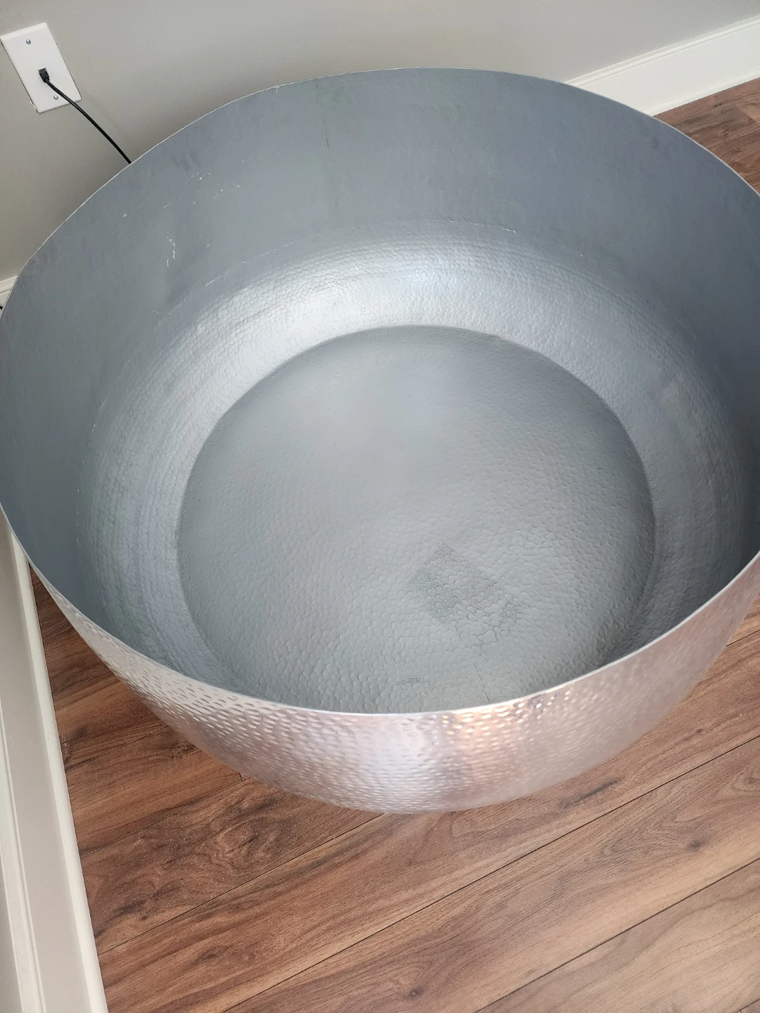 Silver Hammered Metal Round Coffee Table - photo 4