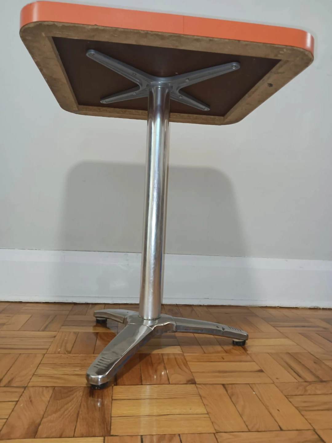 Orange Square Table with Metal Base