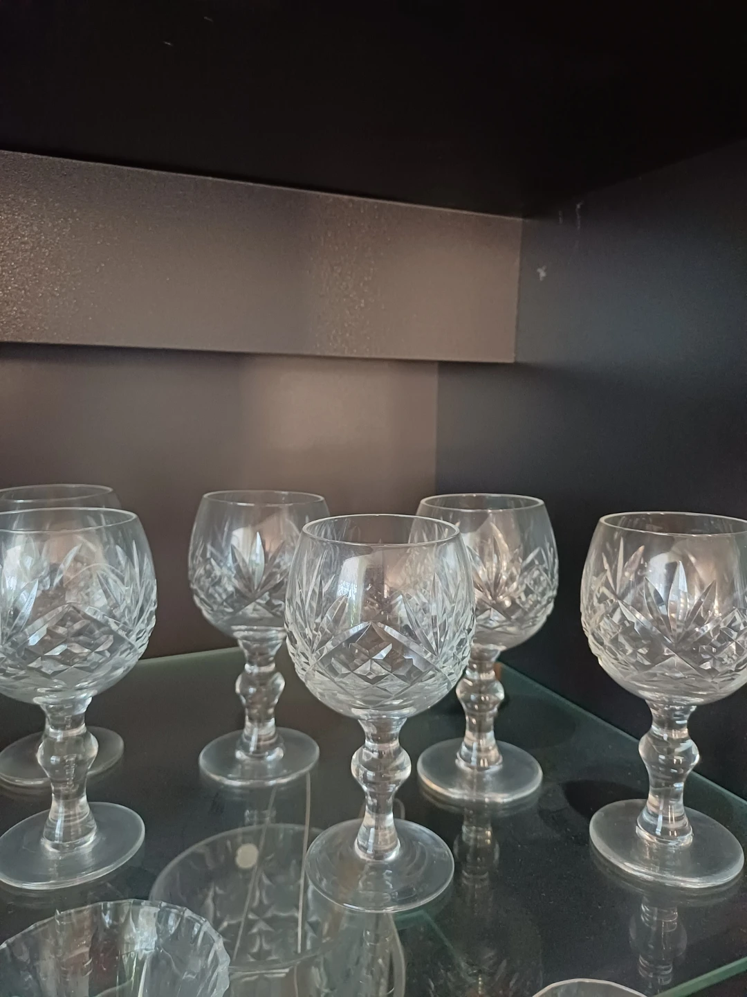 Set of 6 Cut Crystal Wine Glasses