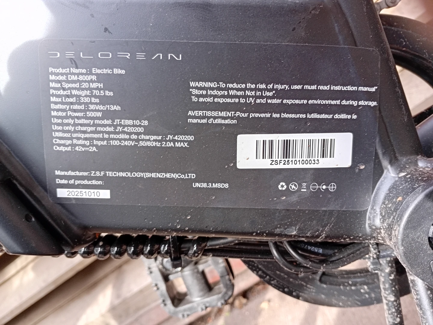 DELOREAN DM-800PRO Electric Bike - photo 3