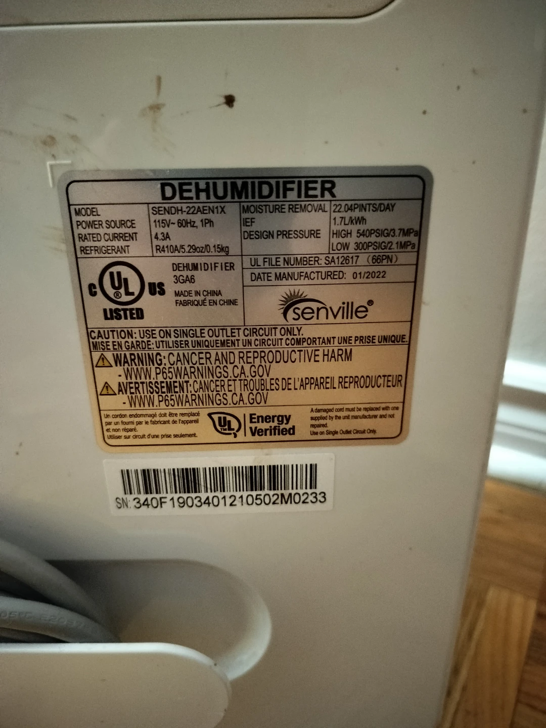 Senville Dehumidifier - works great! - photo 4