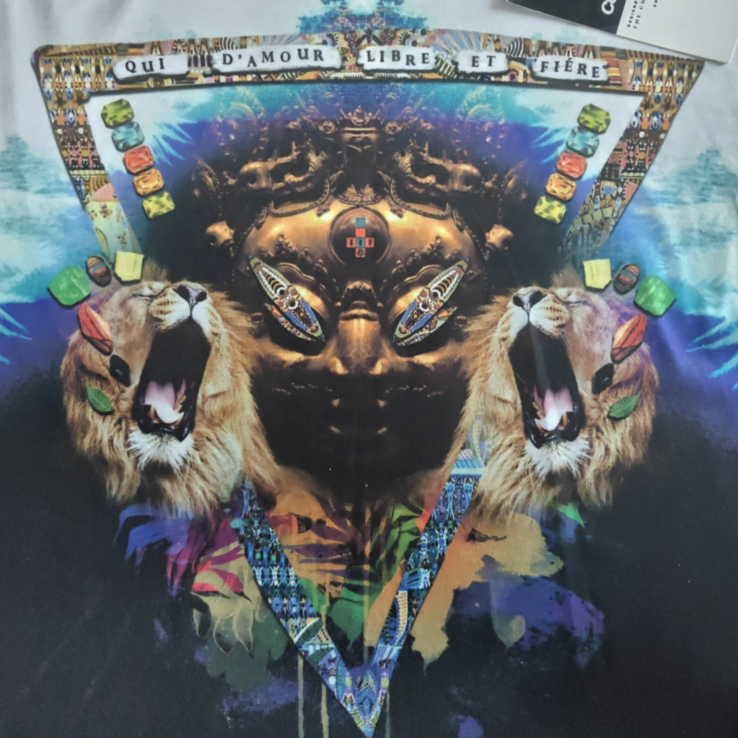 NWT CUCKOO Men's Graphic Lion T-Shirt Size Large Psychedelic Art - photo 3