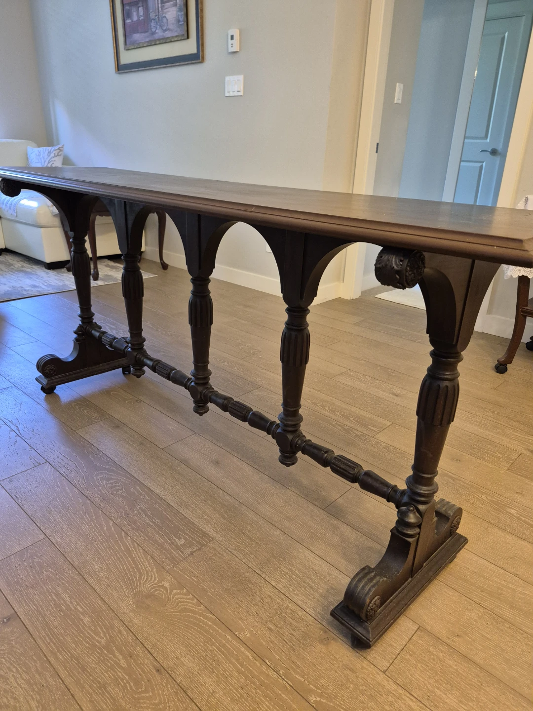 Antique Dark Wood Console Table