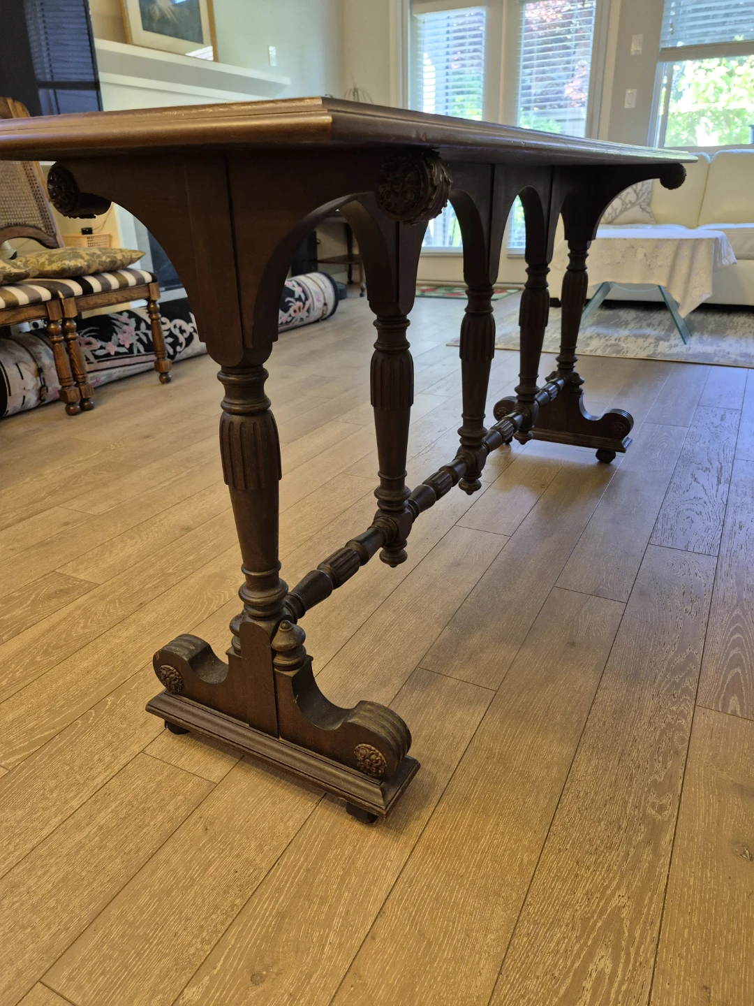 Antique Dark Wood Console Table - photo 2