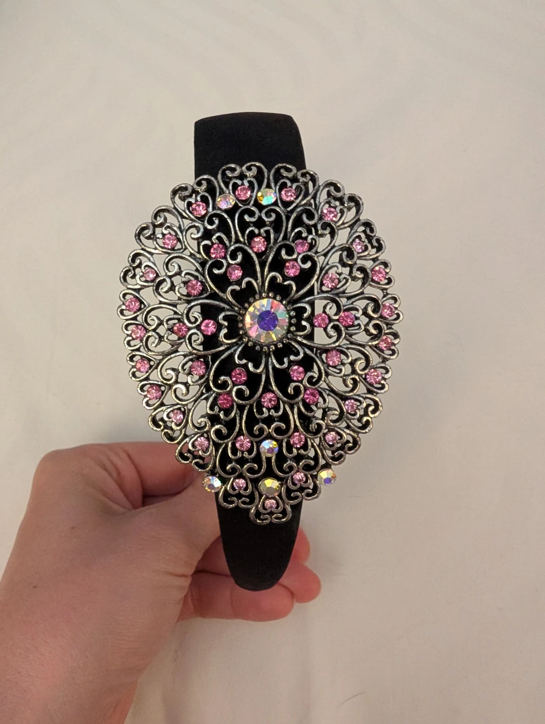 Sparkly Black Headband with Rhinestone Embellishment