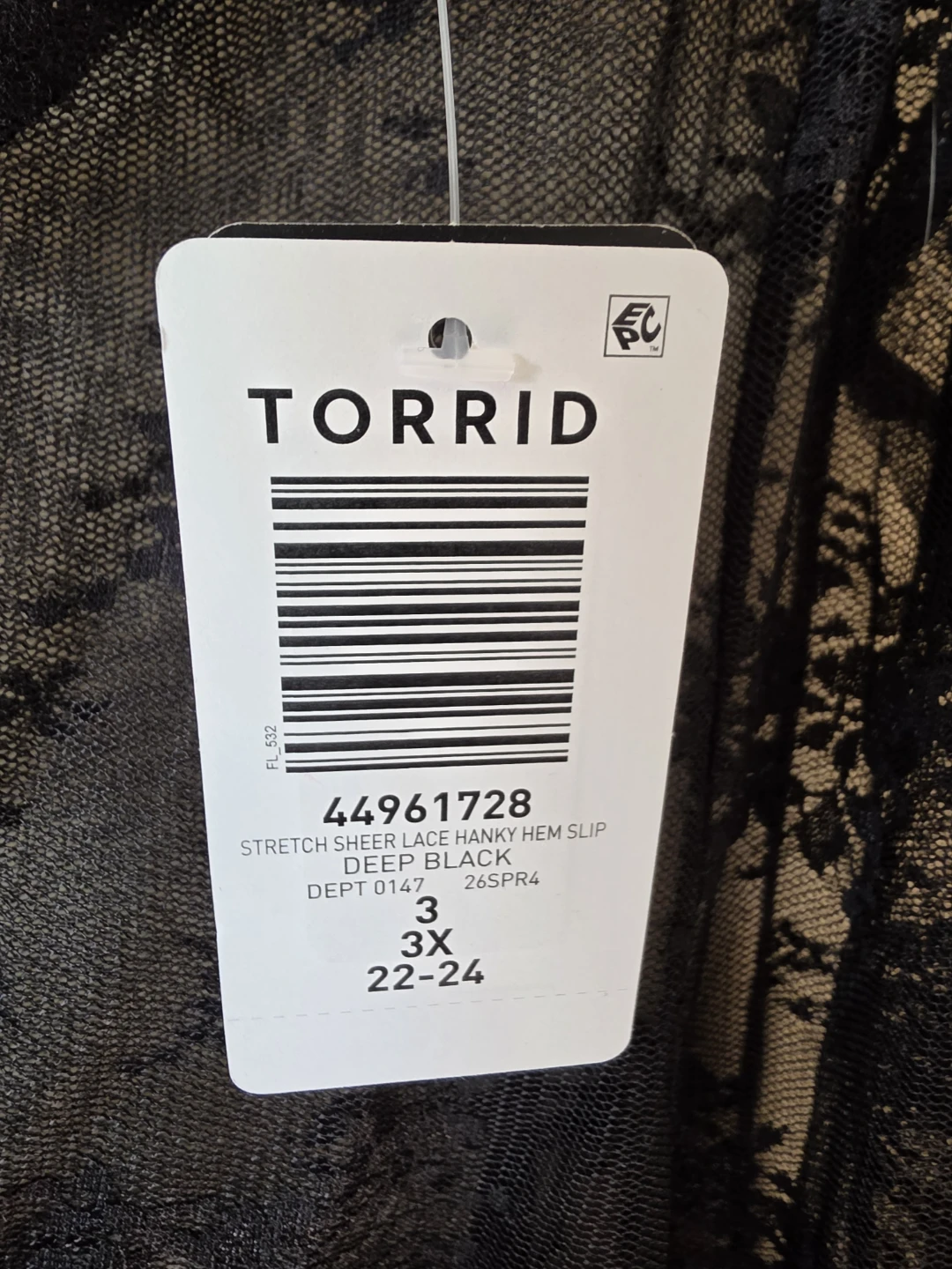 Torrid Black Lace Hanky Hem Slip Size 3 (3X) - photo 2