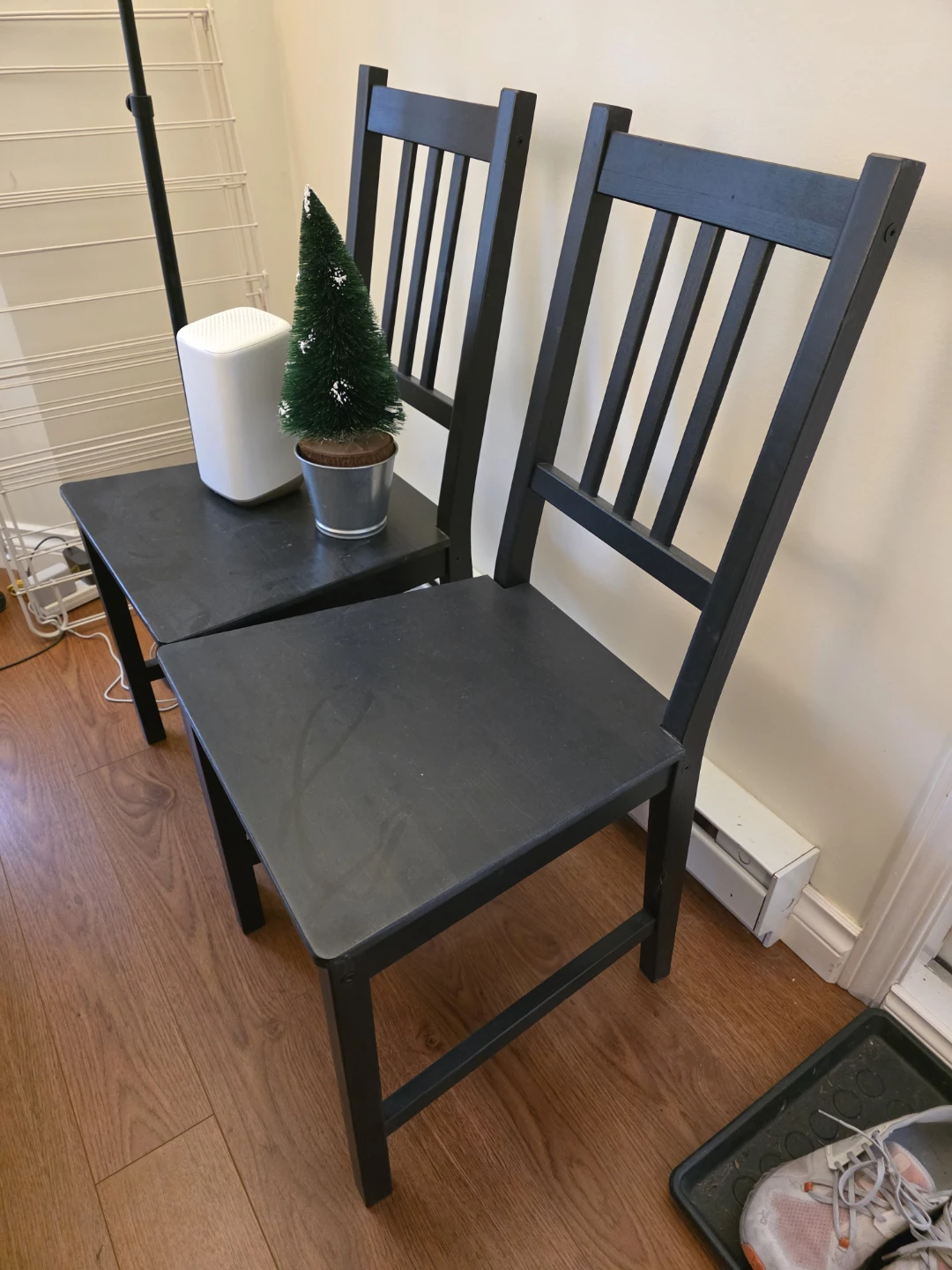 2 Black Wooden Chairs