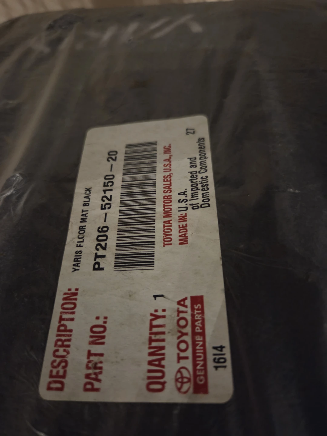 Toyota Yaris Floor Mat Black PT206-52150-20